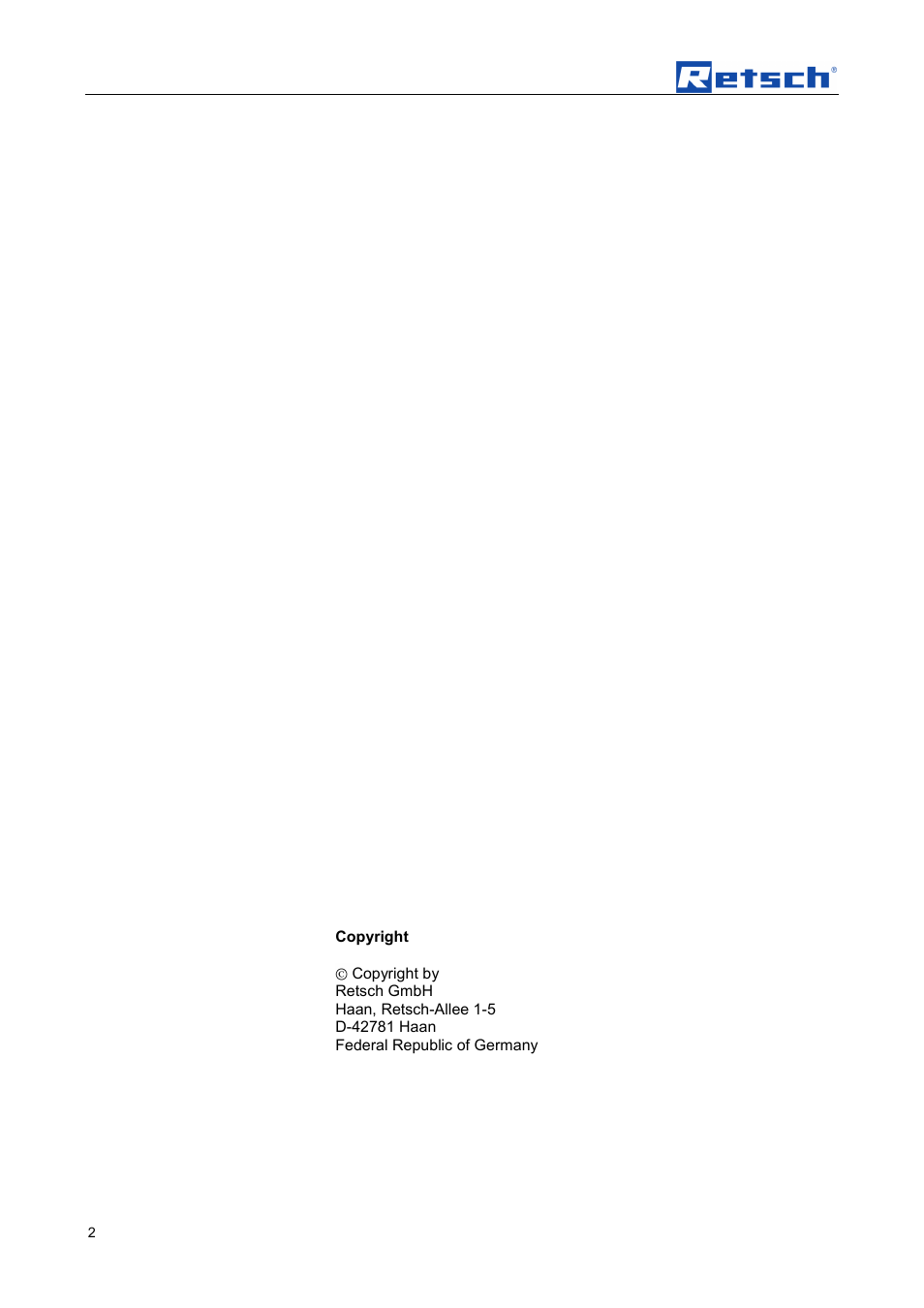 Retsch DR 100 User Manual | Page 2 / 40