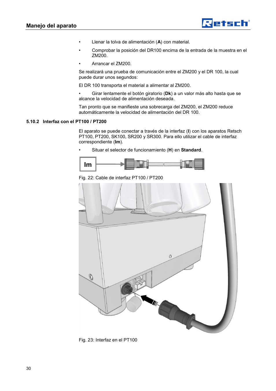 Manejo del aparato | Retsch DR 100 User Manual | Page 30 / 40