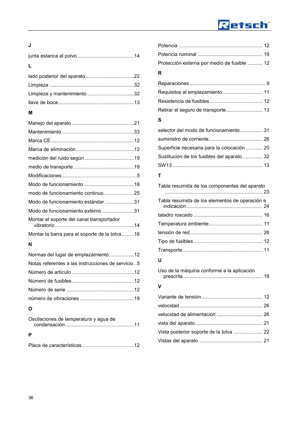 Retsch DR 100 User Manual | Page 36 / 40