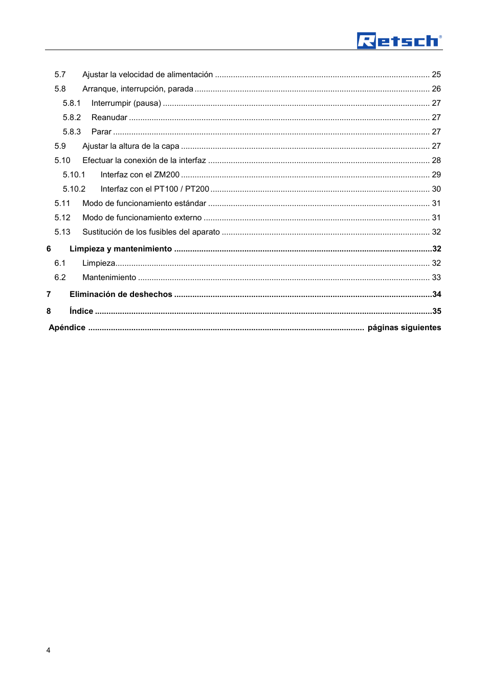 Retsch DR 100 User Manual | Page 4 / 40
