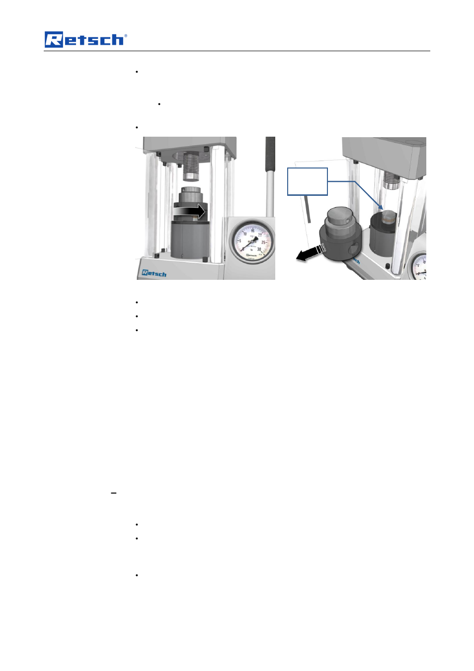 Operating the machine, 6 die tool – alternative insertion | Retsch PP 25 User Manual | Page 21 / 32