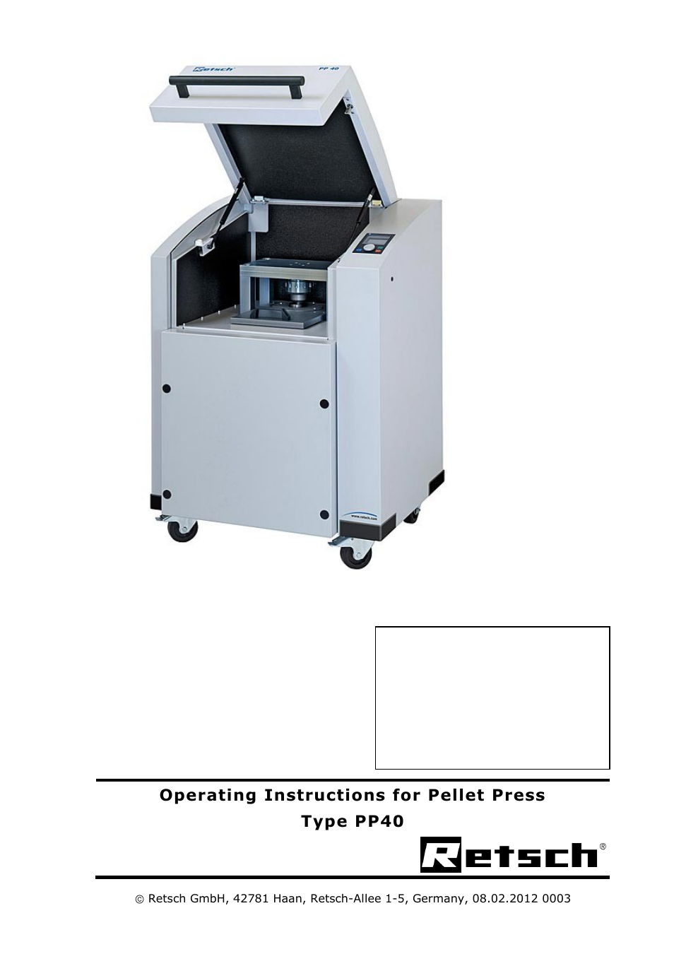 Retsch PP 40 User Manual | 28 pages
