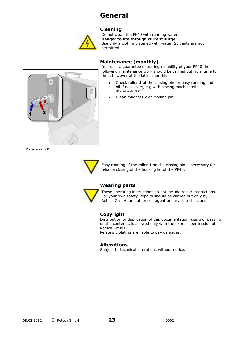 General | Retsch PP 40 User Manual | Page 23 / 28