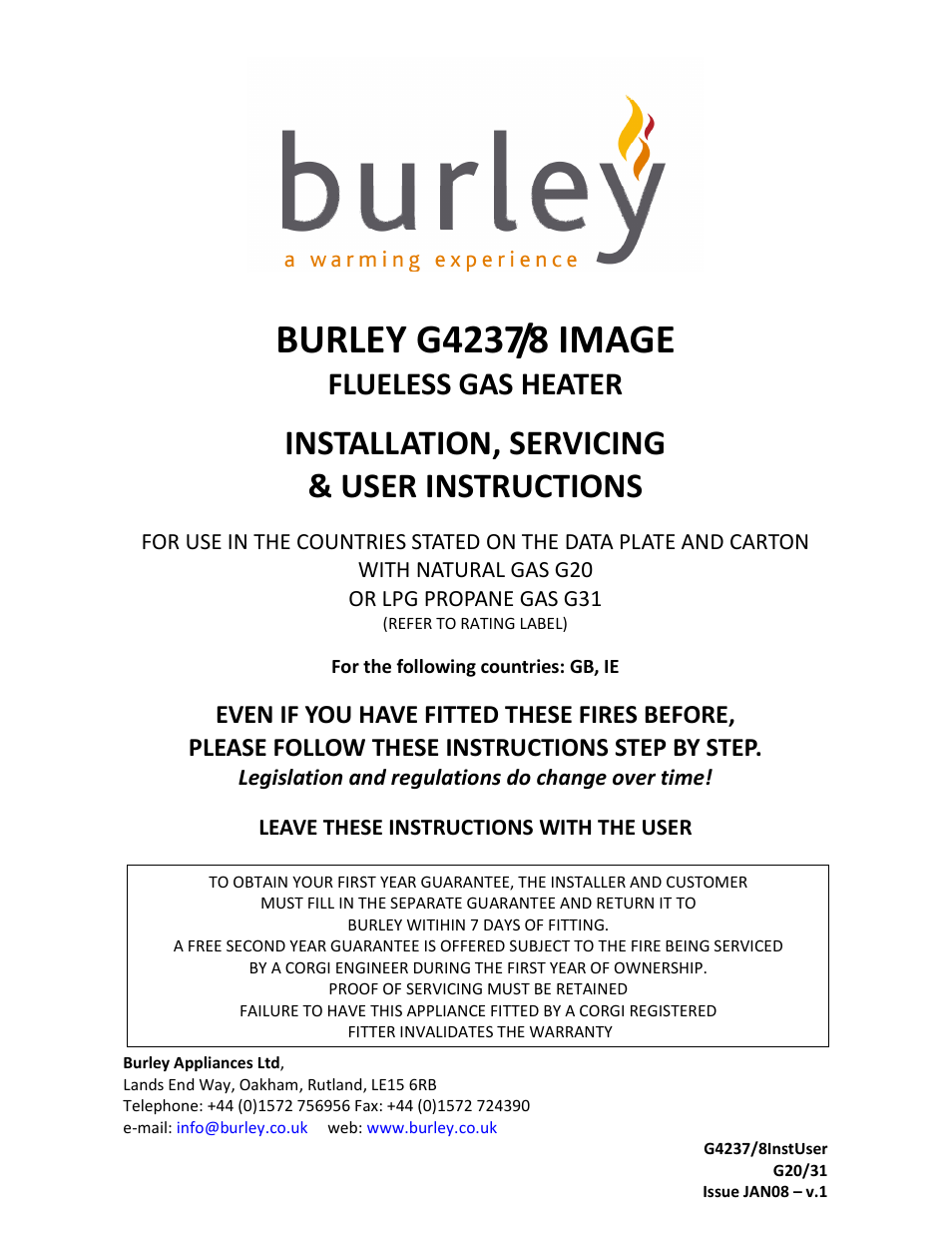 Burley G4237/8 User Manual | 15 pages