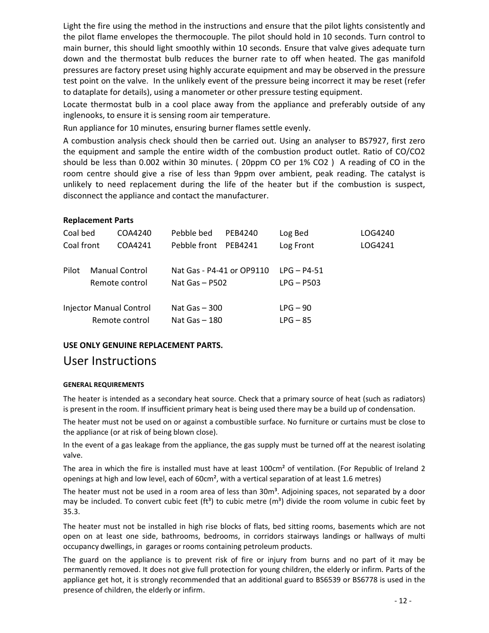 User instructions | Burley G4237/8 User Manual | Page 12 / 15