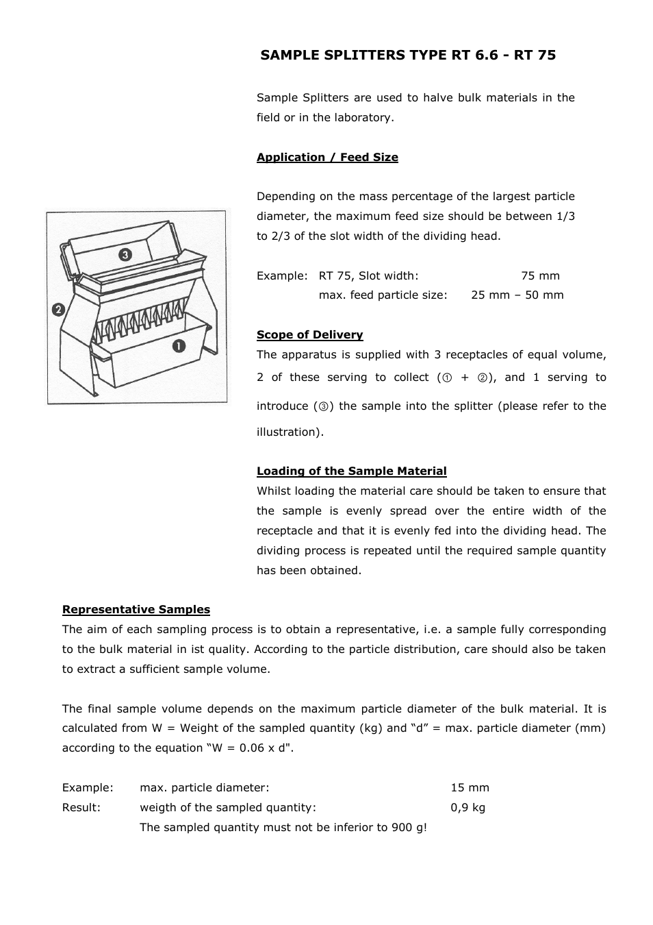 Sample splitters type rt 6.6 - rt 75 | Retsch RT User Manual | Page 2 / 4