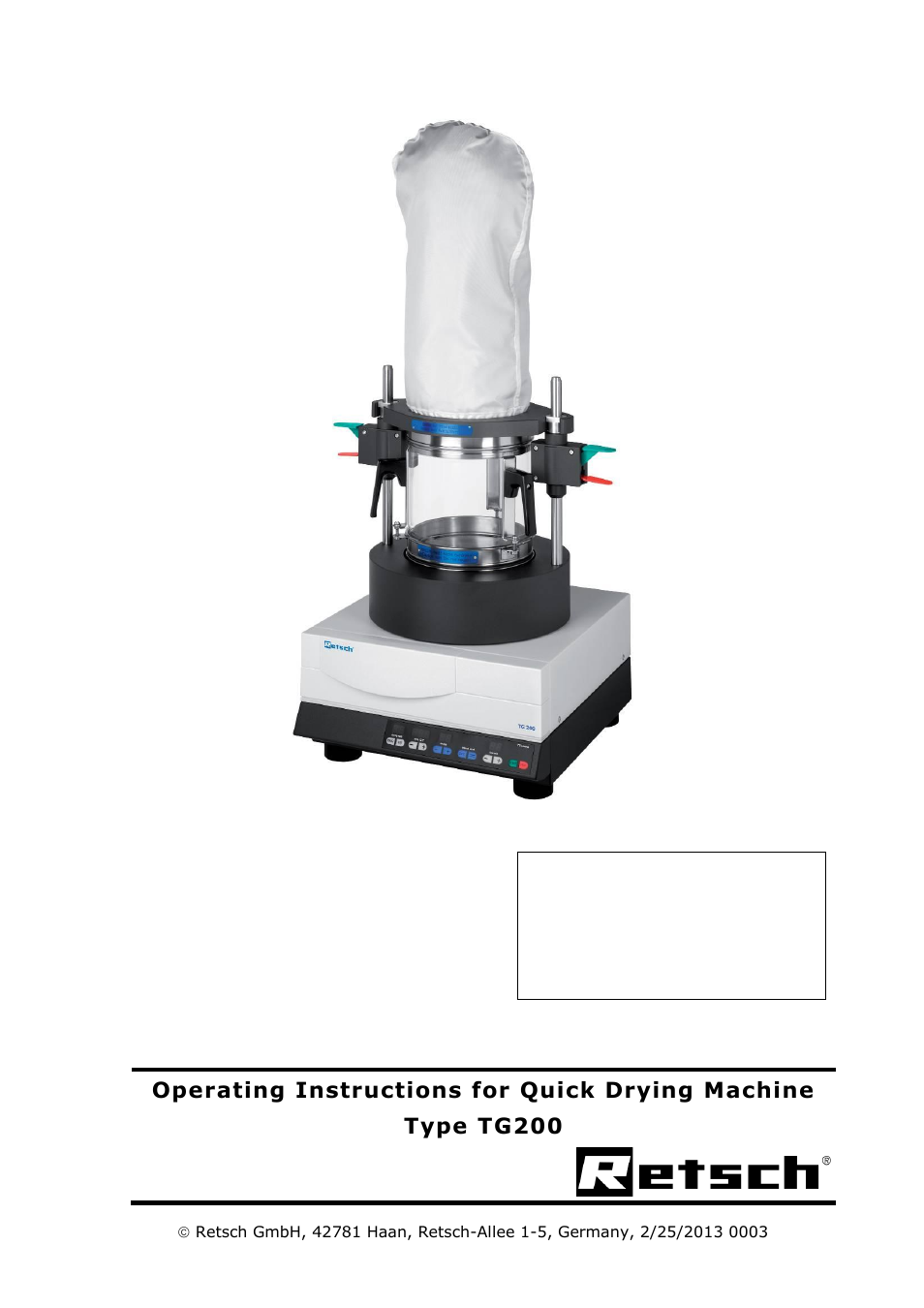 Retsch TG 200 User Manual | 28 pages