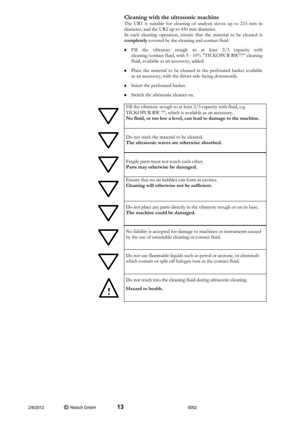 Retsch UR 2 User Manual | Page 13 / 24