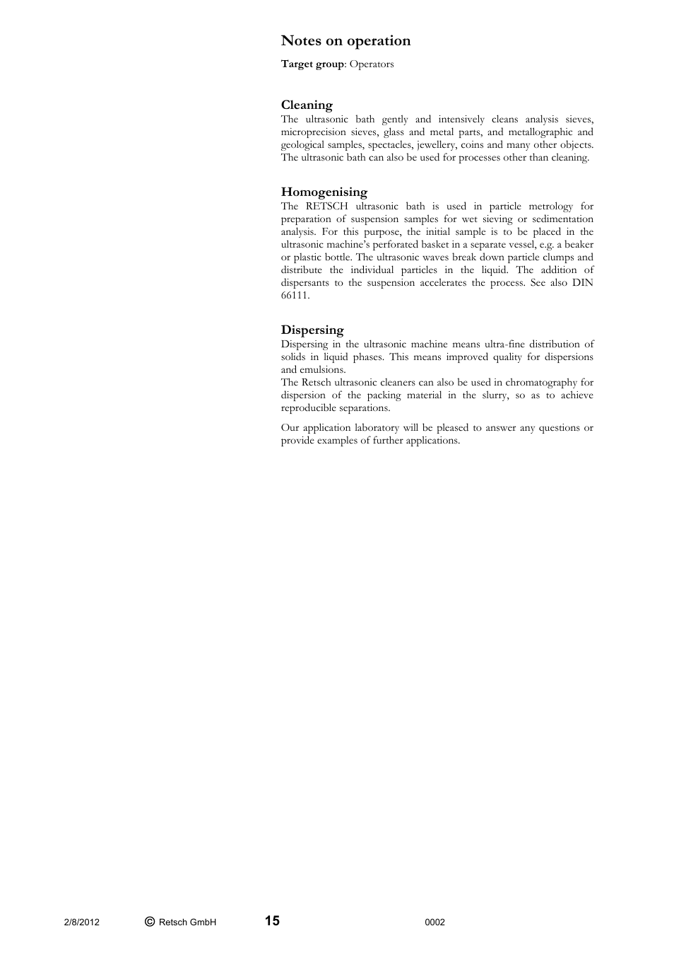 Retsch UR 2 User Manual | Page 15 / 24