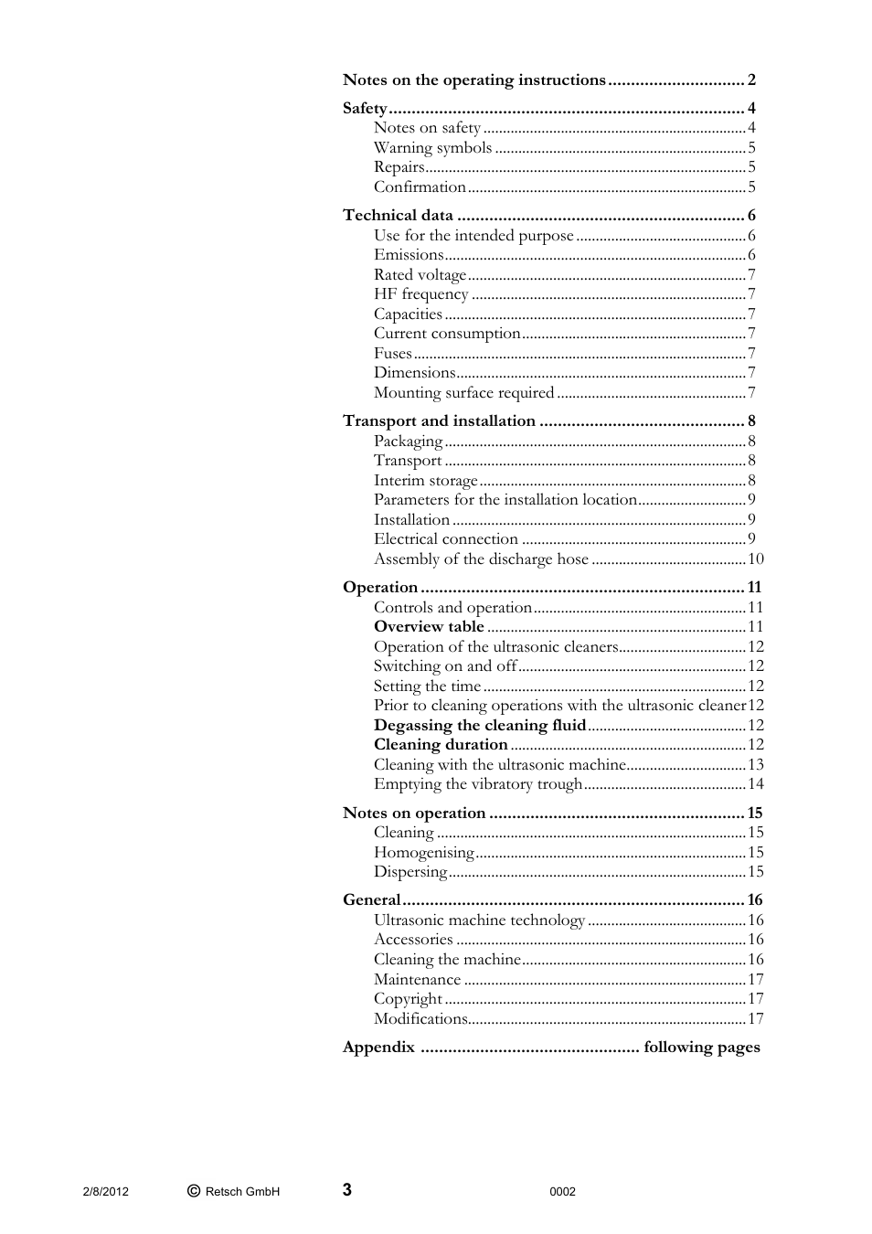 Retsch UR 2 User Manual | Page 3 / 24