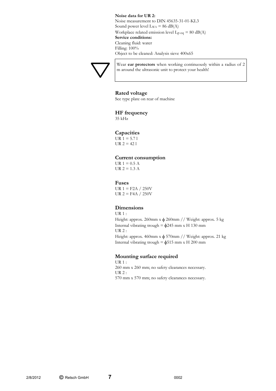 Retsch UR 2 User Manual | Page 7 / 24