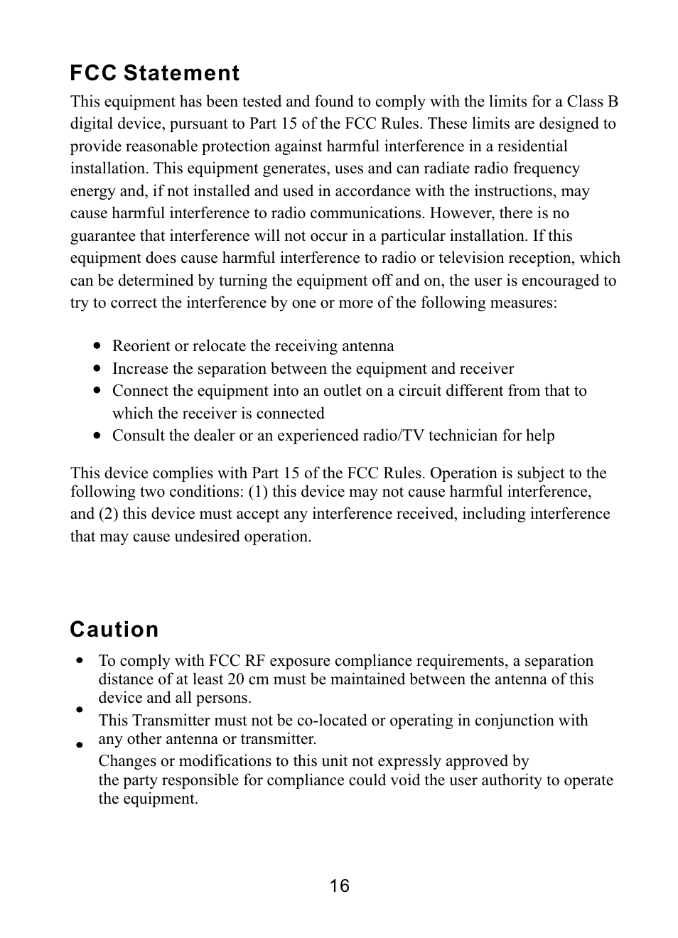 Caution fcc statement | RF-Link VMI-1201 User Manual | Page 17 / 20