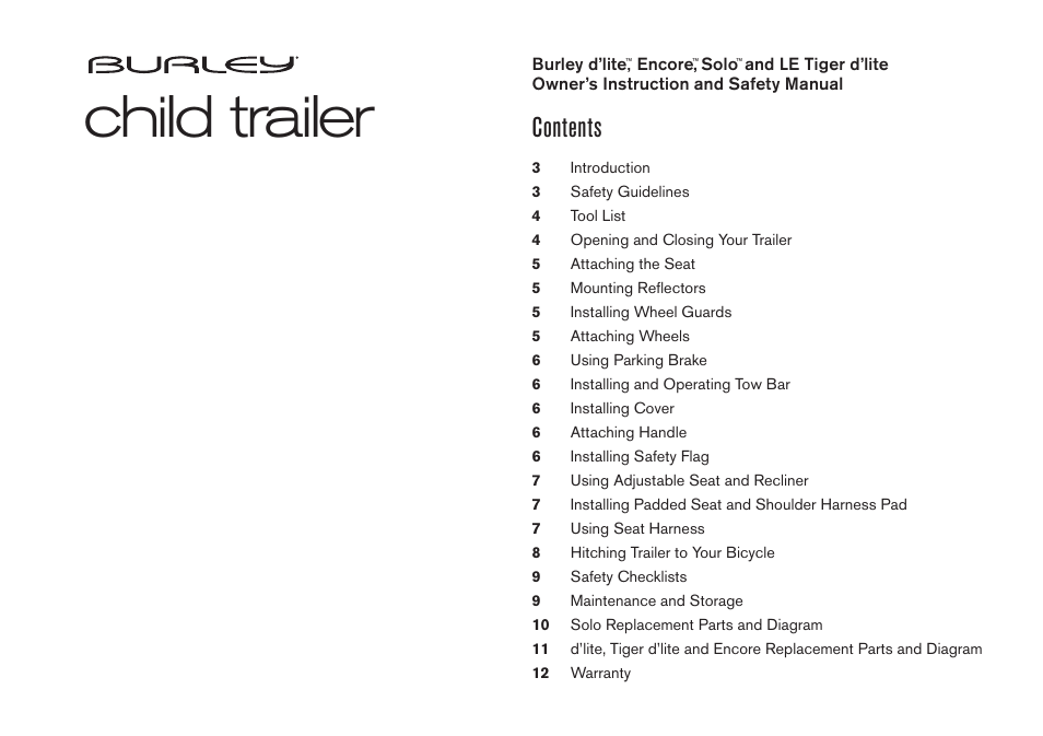 Burley LE Tiger d'lite User Manual | Page 2 / 12