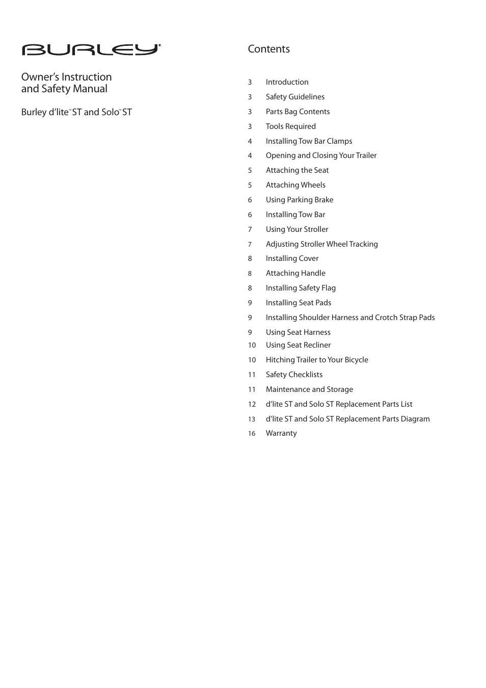 Burley Solo ST User Manual | Page 2 / 16