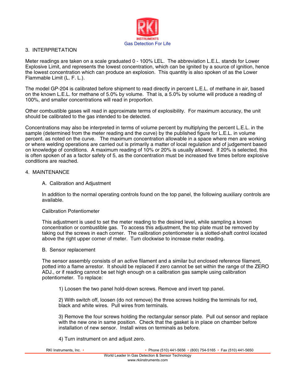 RKI Instruments GP-204 User Manual | Page 3 / 7