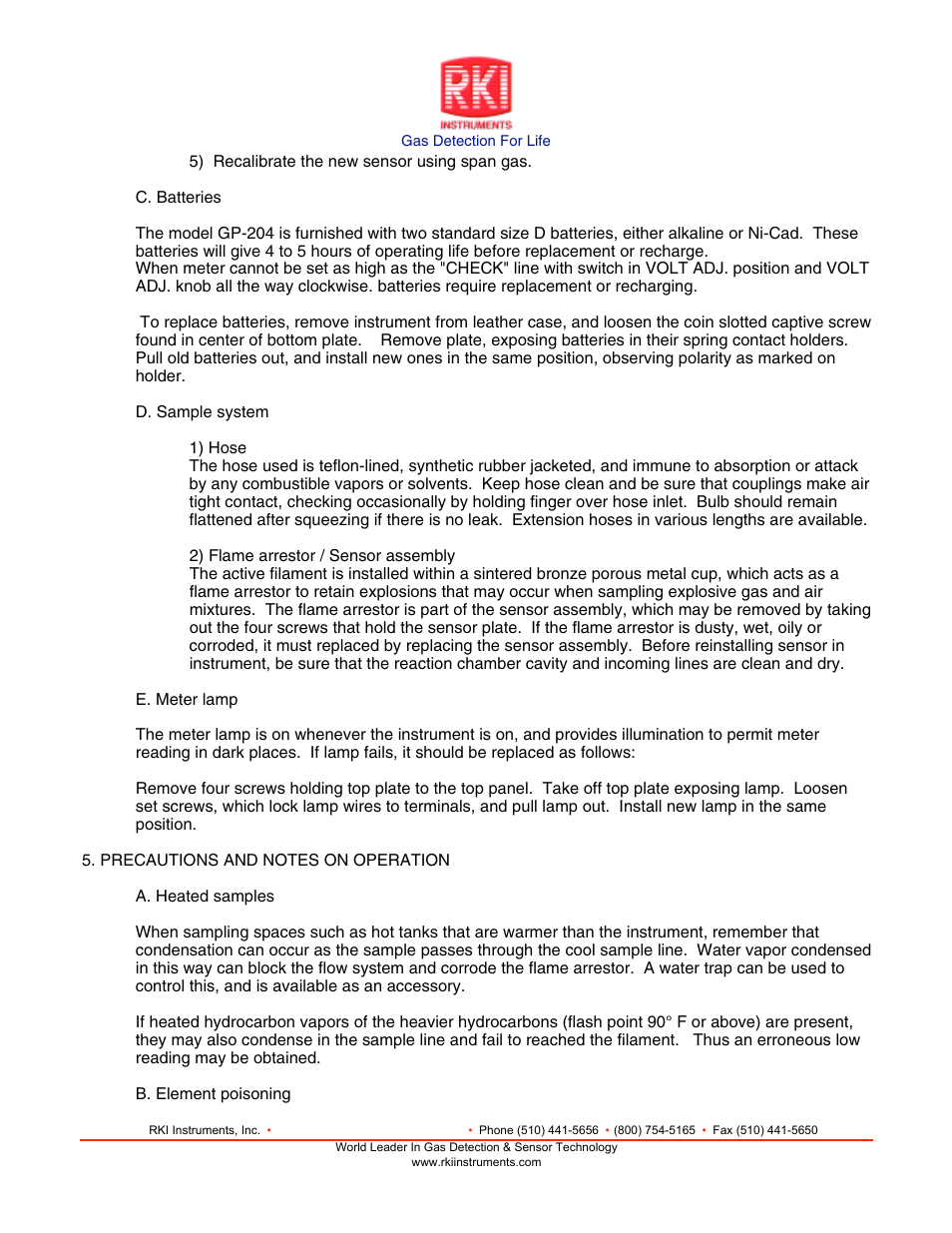 RKI Instruments GP-204 User Manual | Page 4 / 7