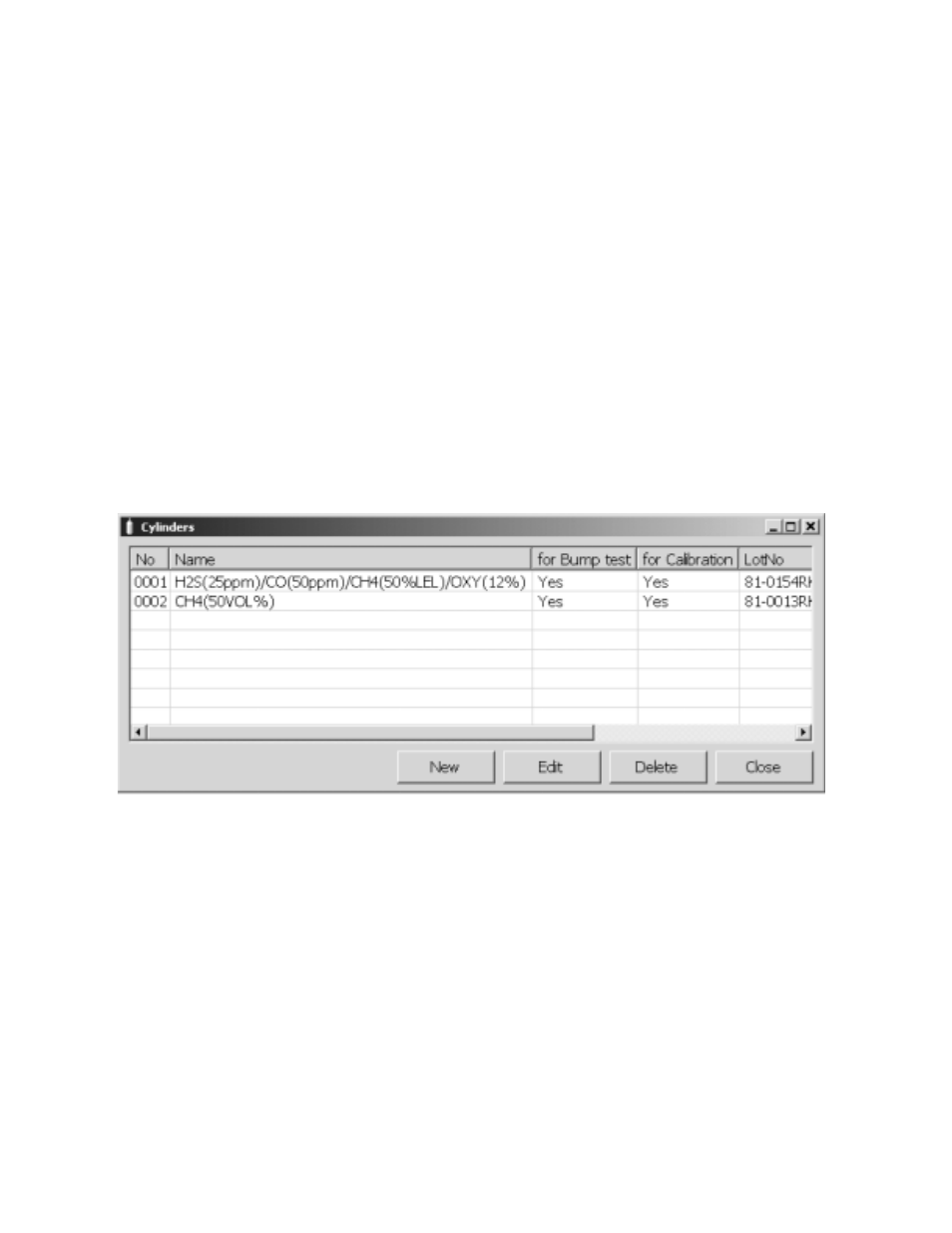 Viewing the pre-defined cylinders | RKI Instruments Data Cal 2000 User Manual | Page 37 / 88
