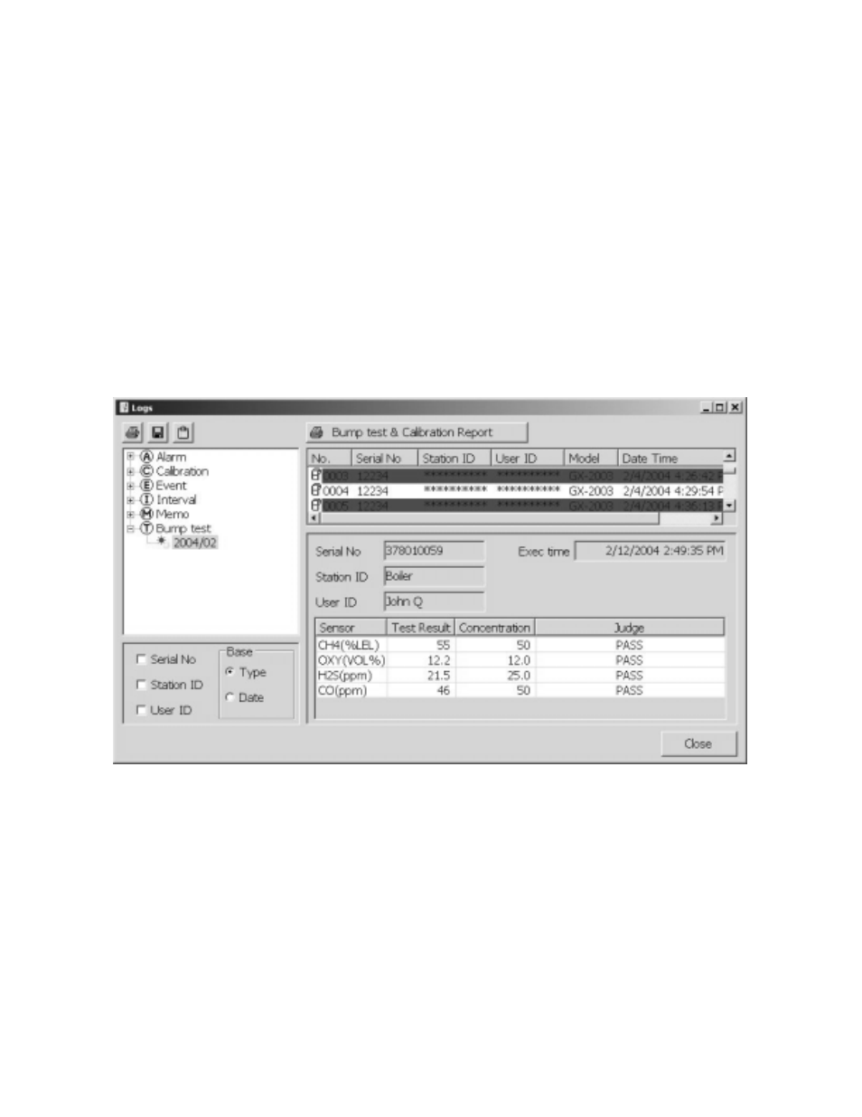 Bump test files | RKI Instruments Data Cal 2000 User Manual | Page 75 / 88
