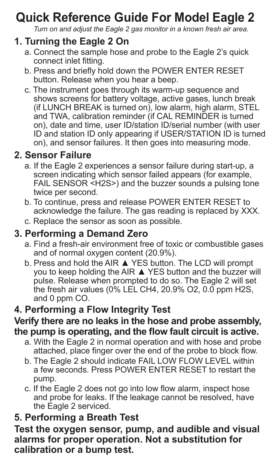 RKI Instruments Eagle 2 Quik Start User Manual | 2 pages