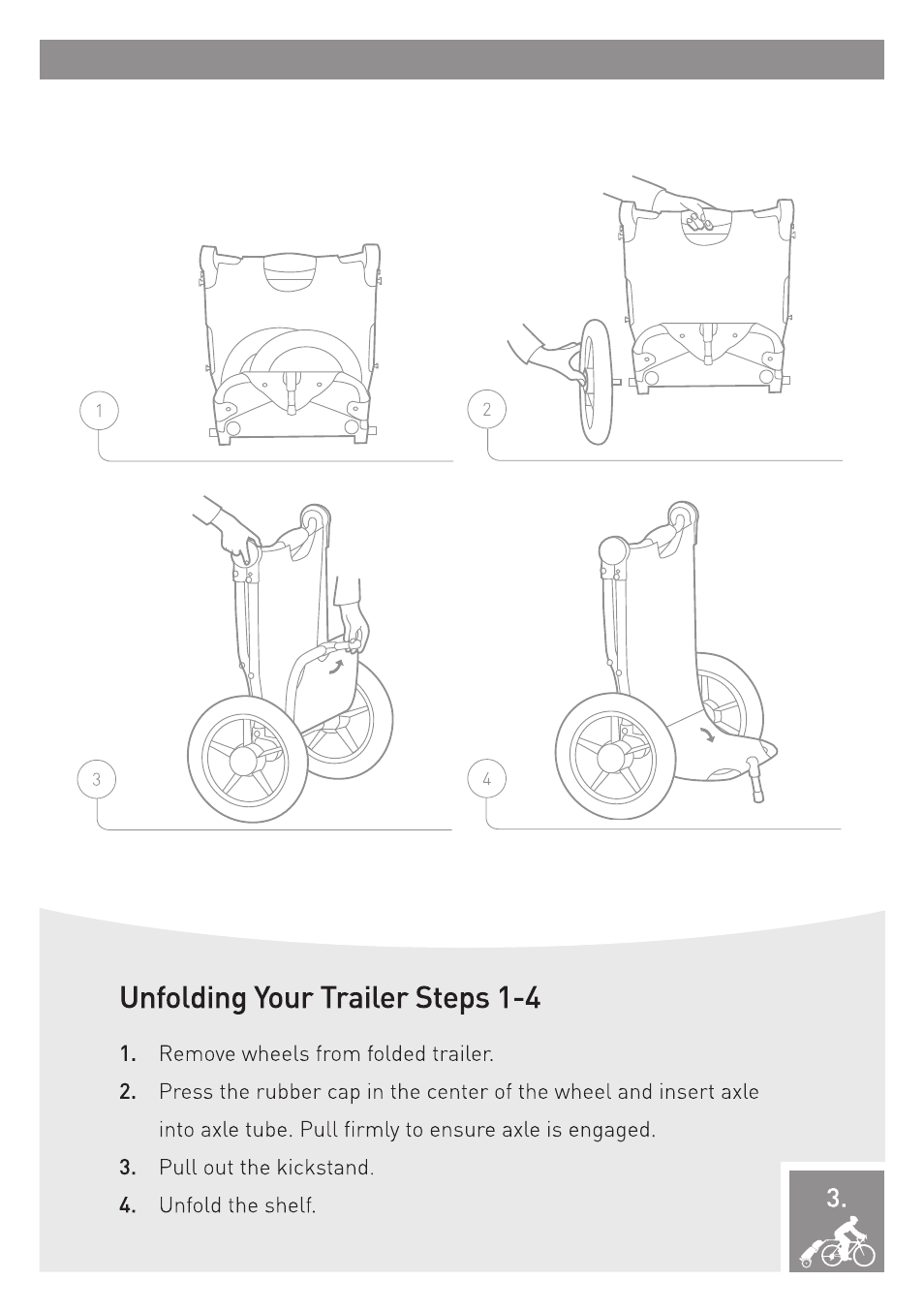 Unfolding your trailer steps 1 -4 | Burley Travoy User Manual | Page 5 / 16