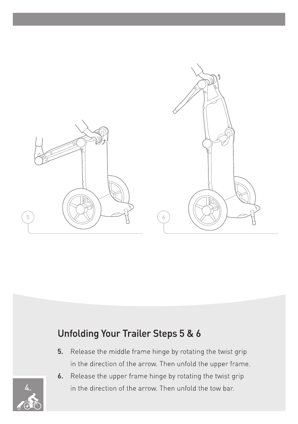 Unfolding your trailer steps 5 & 6 | Burley Travoy User Manual | Page 6 / 16