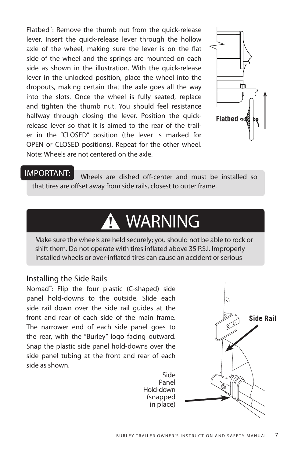 Warning, Important | Burley Nomad User Manual | Page 7 / 18