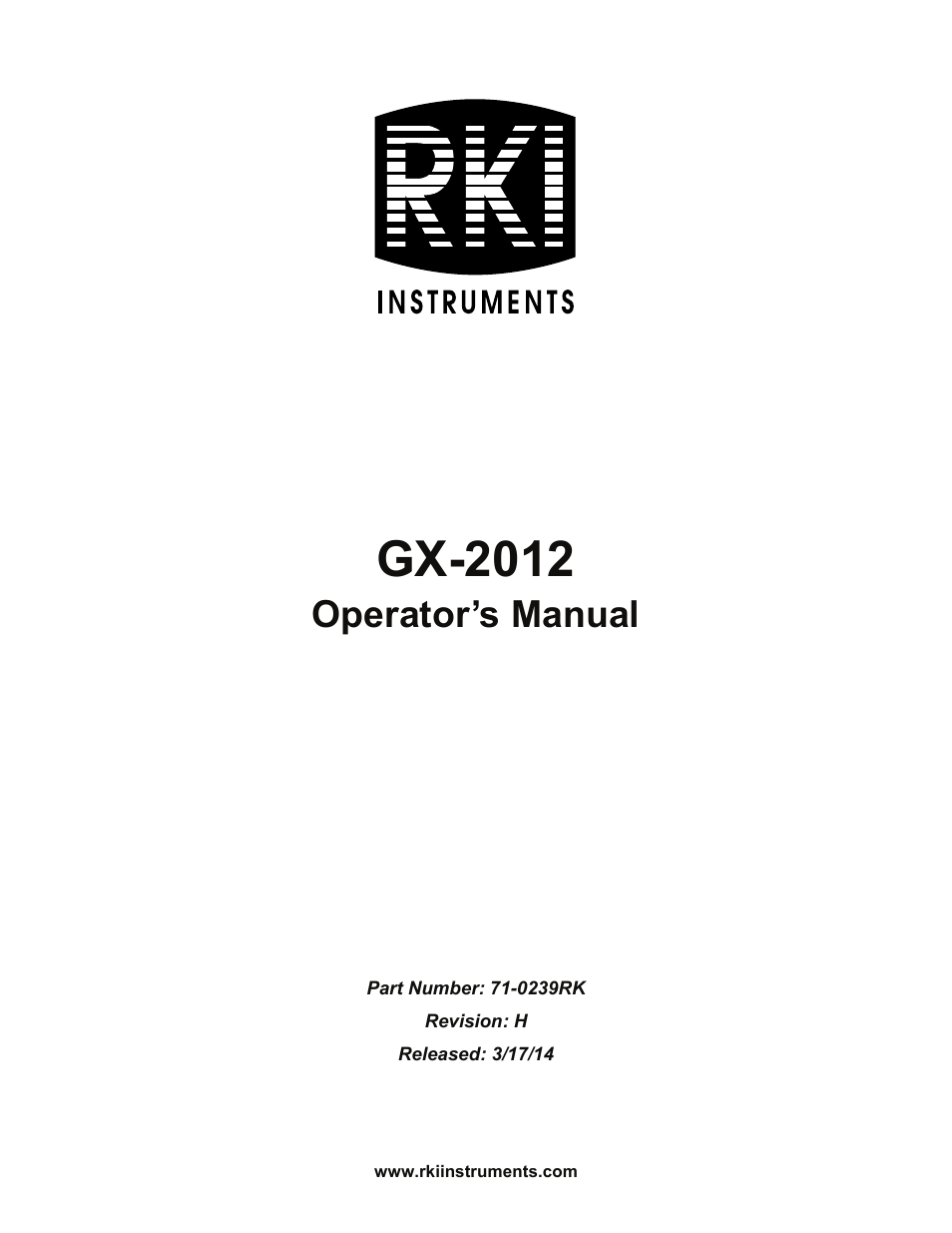 RKI Instruments GX-2012 Manual User Manual | 185 pages