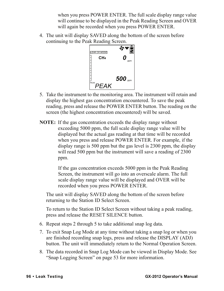 Peak | RKI Instruments GX-2012 Manual User Manual | Page 104 / 185