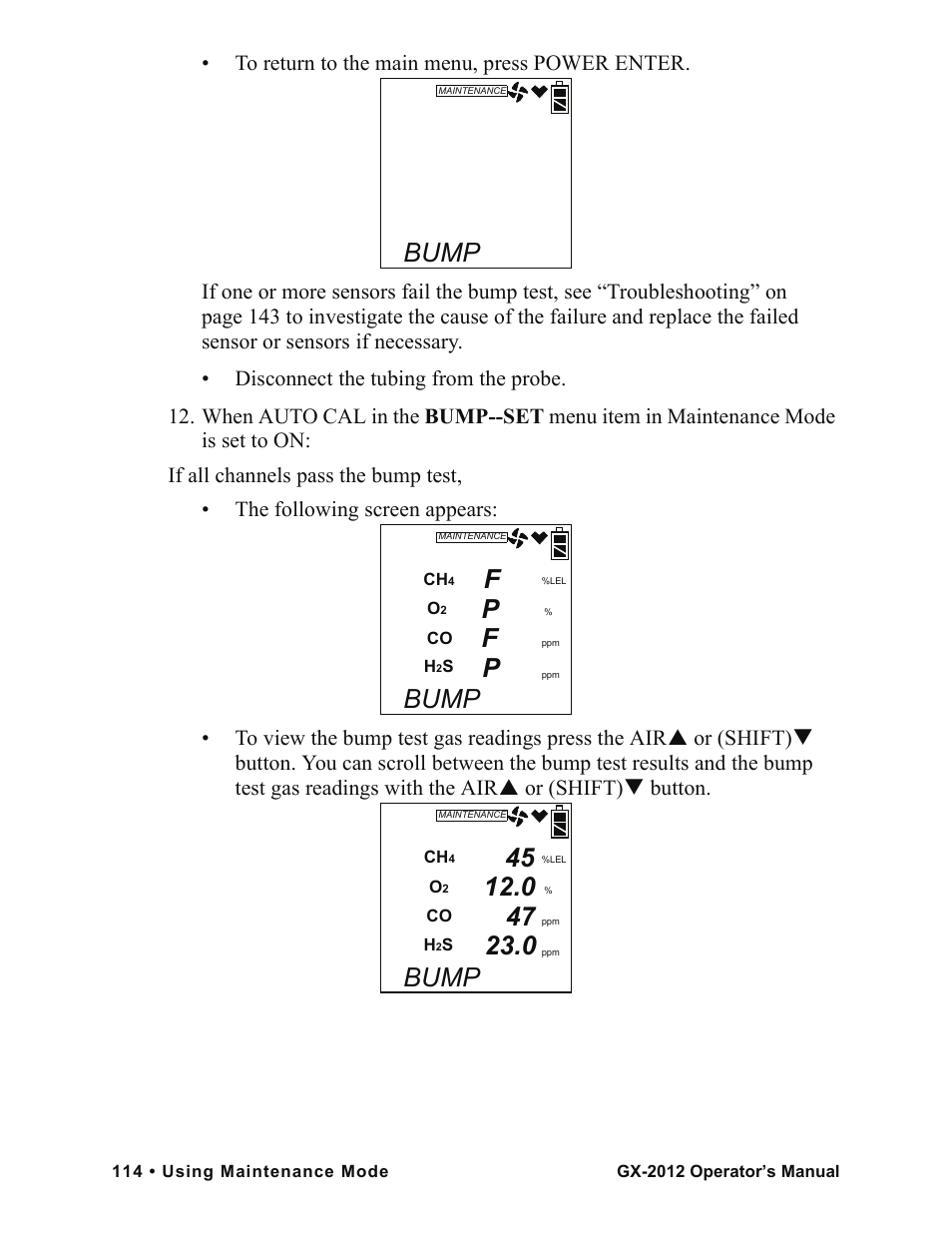 Bump, F p f p | RKI Instruments GX-2012 Manual User Manual | Page 122 / 185