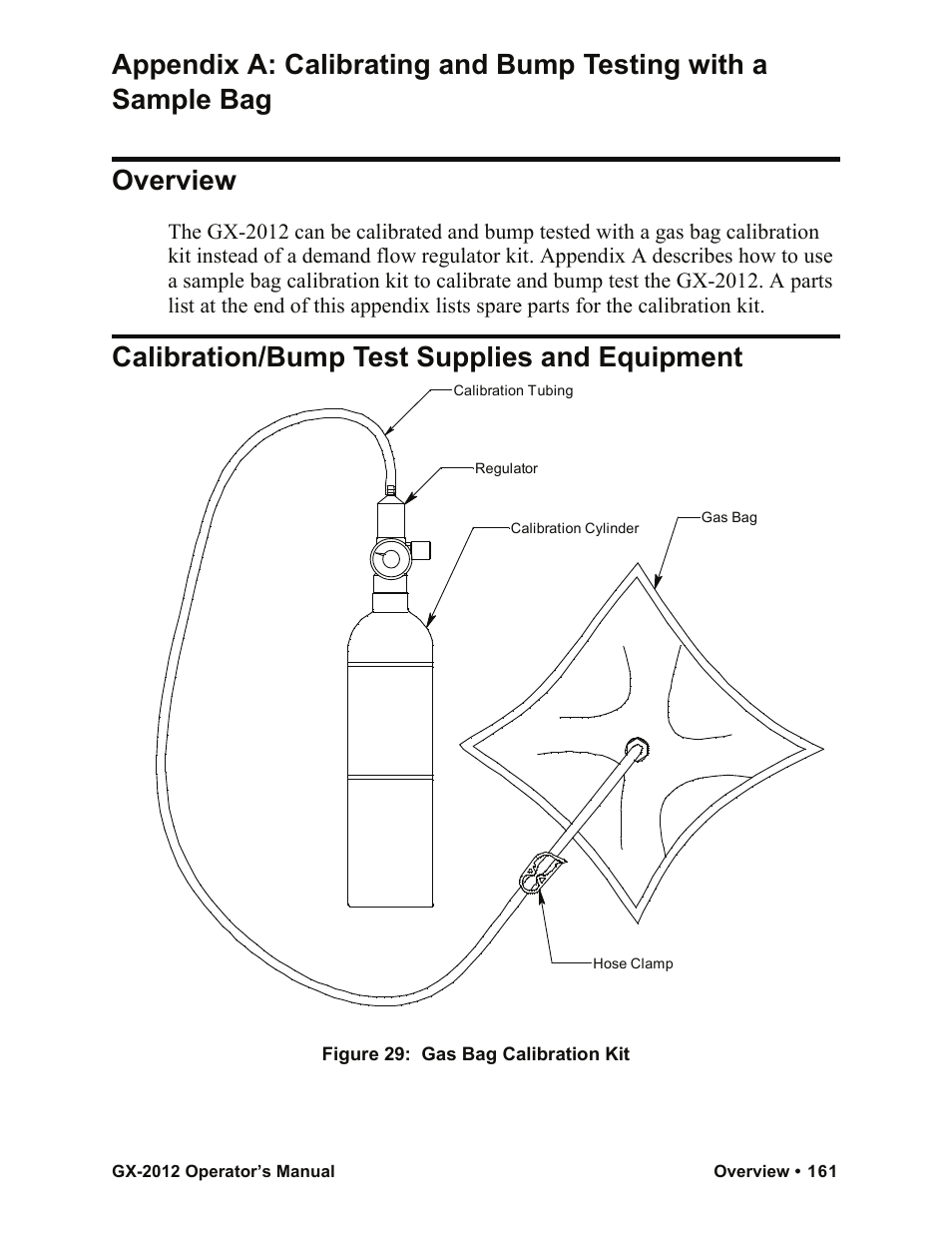 Calibration/bump test supplies and equipment | RKI Instruments GX-2012 Manual User Manual | Page 169 / 185