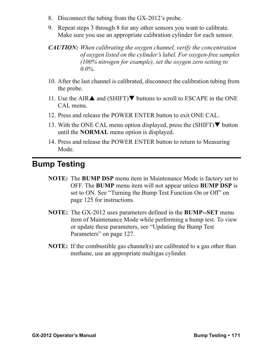 Bump testing | RKI Instruments GX-2012 Manual User Manual | Page 179 / 185