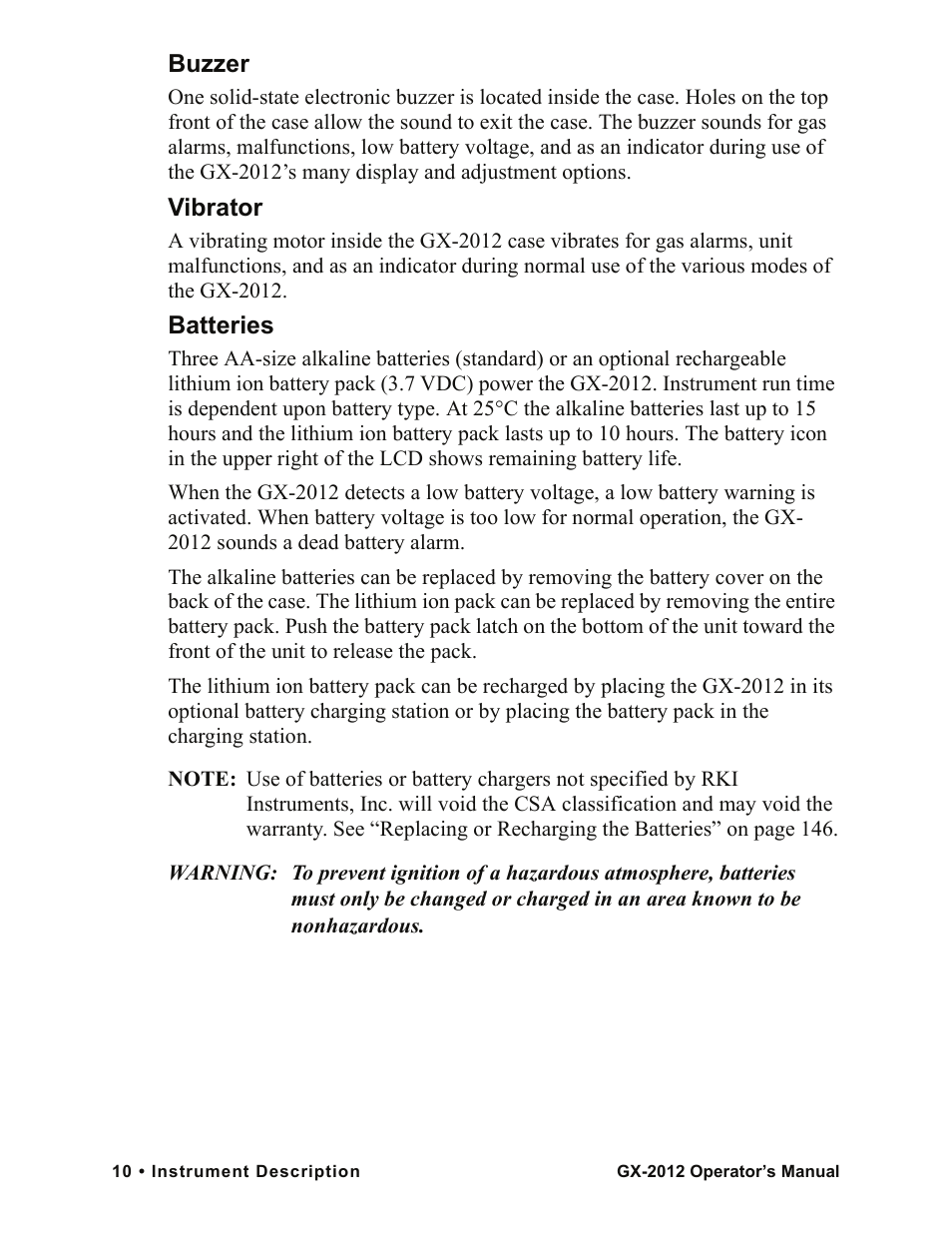 RKI Instruments GX-2012 Manual User Manual | Page 18 / 185