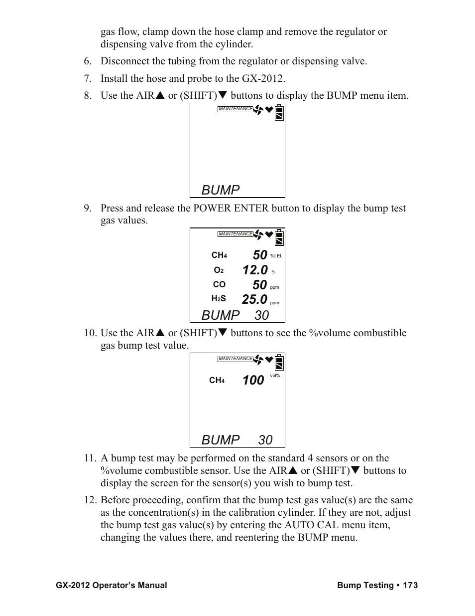 Bump, Bump 30 | RKI Instruments GX-2012 Manual User Manual | Page 181 / 185