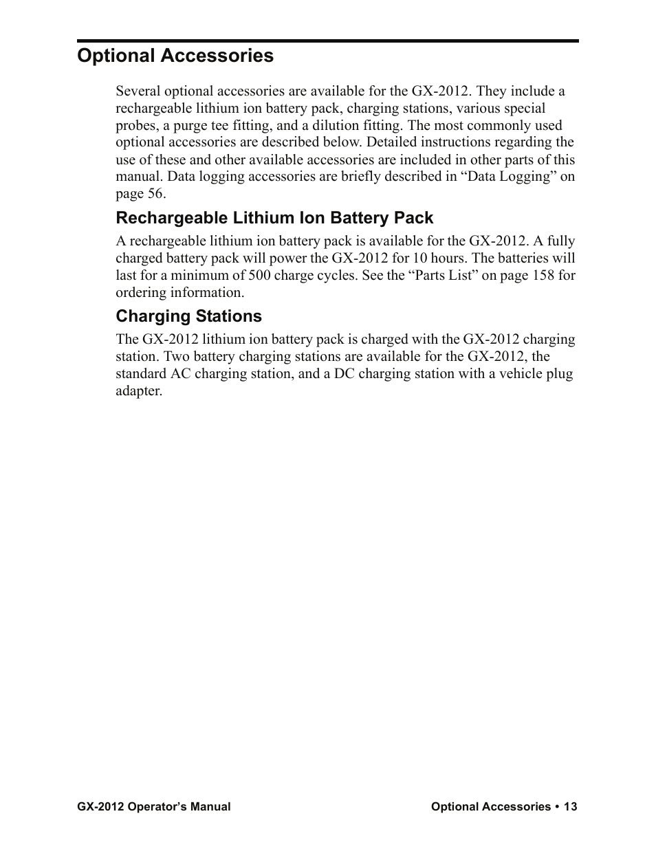 Optional accessories | RKI Instruments GX-2012 Manual User Manual | Page 21 / 185