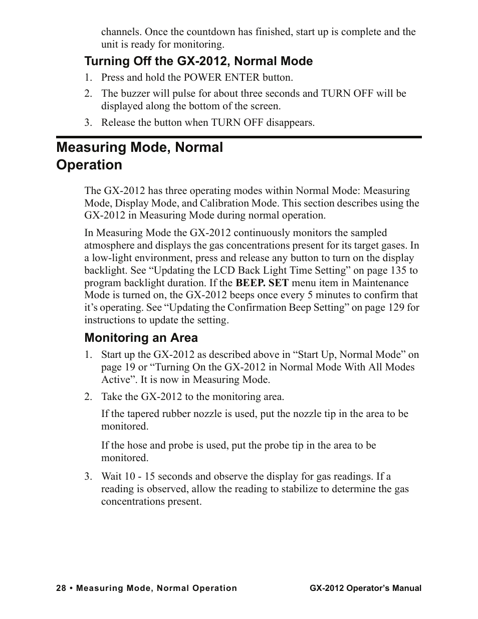 Measuring mode, normal operation | RKI Instruments GX-2012 Manual User Manual | Page 36 / 185