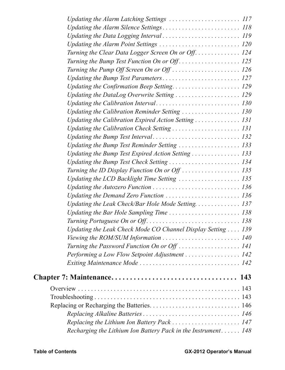 Chapter 7: maintenance | RKI Instruments GX-2012 Manual User Manual | Page 7 / 185