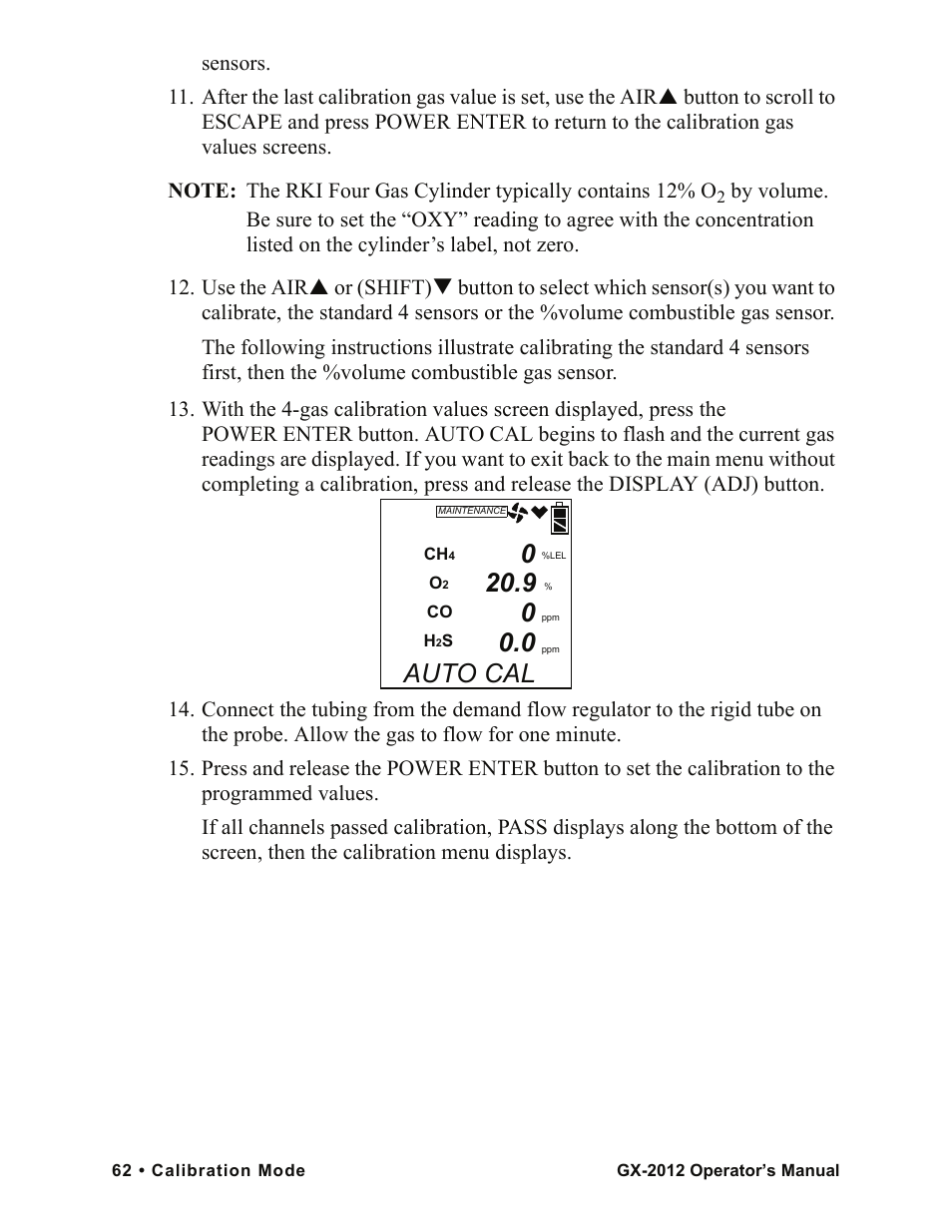 Auto cal | RKI Instruments GX-2012 Manual User Manual | Page 70 / 185