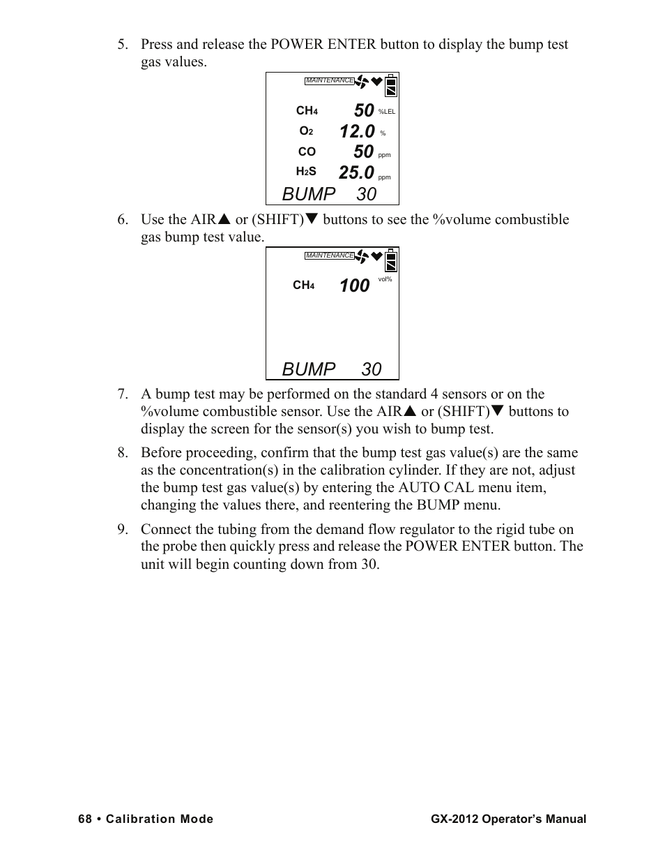 Bump 30 | RKI Instruments GX-2012 Manual User Manual | Page 76 / 185