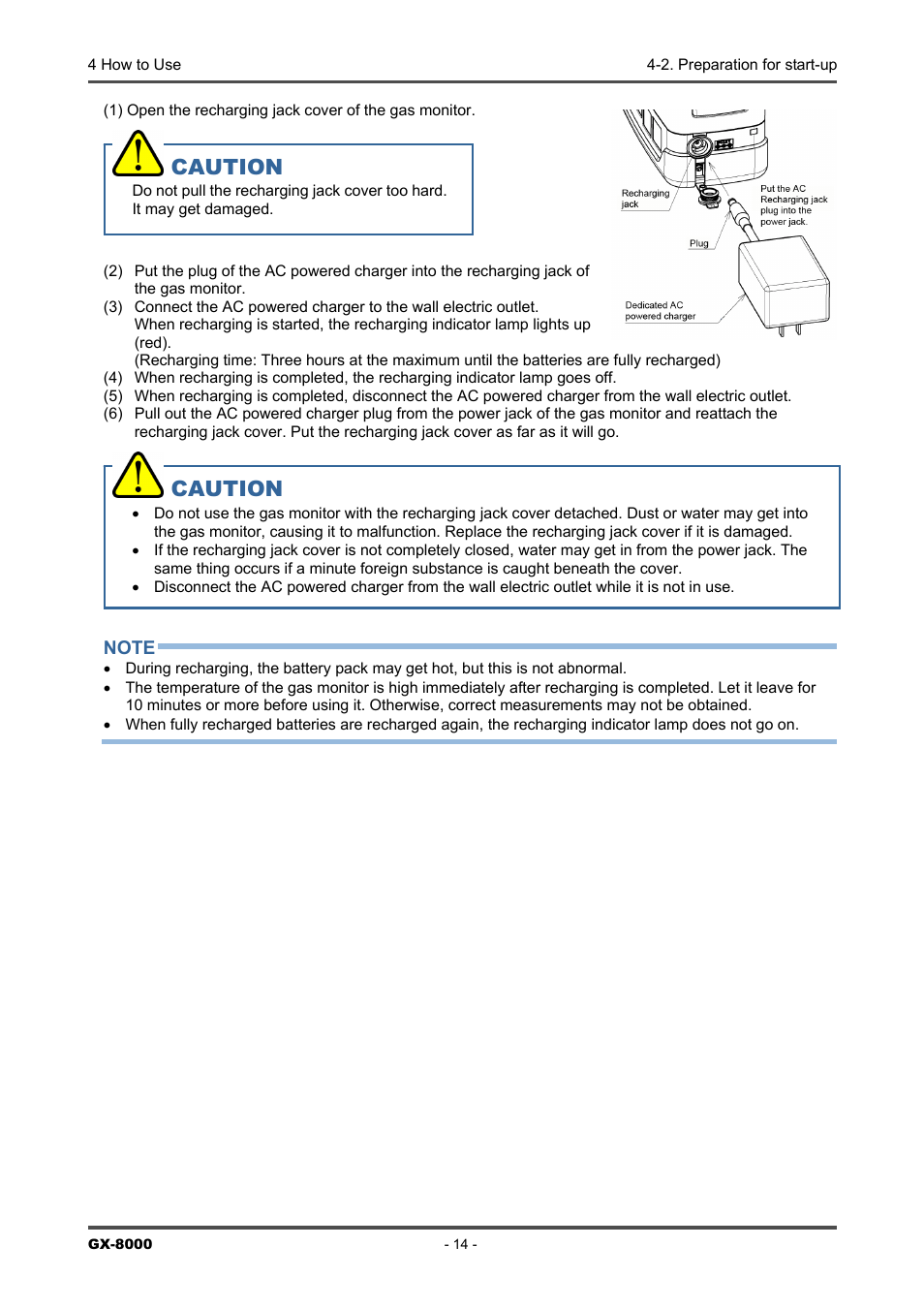 Caution | RKI Instruments GX-8000(PT0-098) User Manual | Page 14 / 52