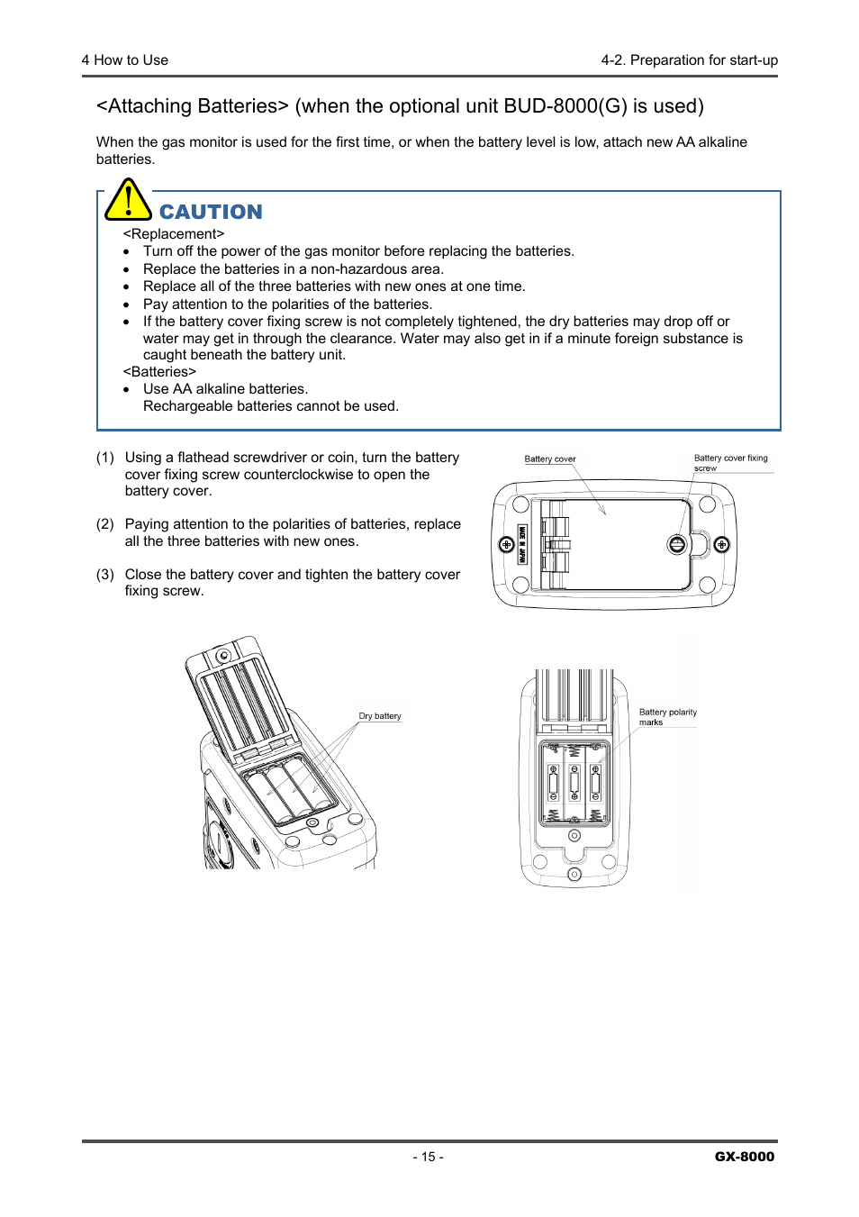 Caution | RKI Instruments GX-8000(PT0-098) User Manual | Page 15 / 52