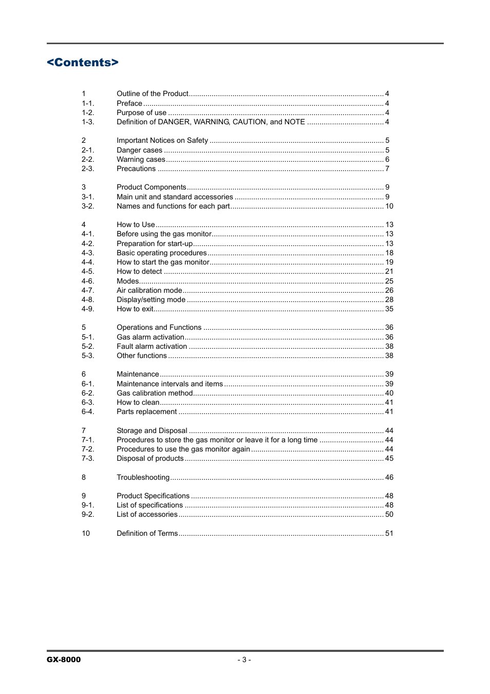 RKI Instruments GX-8000(PT0-098) User Manual | Page 3 / 52