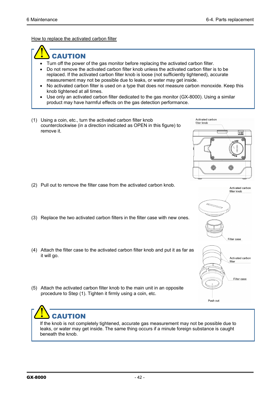 Caution | RKI Instruments GX-8000(PT0-098) User Manual | Page 42 / 52