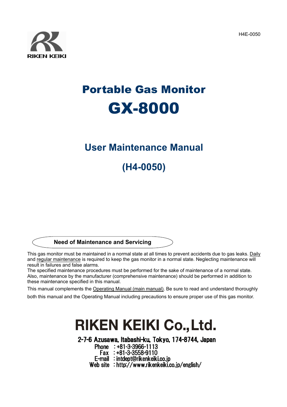 RKI Instruments GX-8000(H4-0050) User Manual | 23 pages