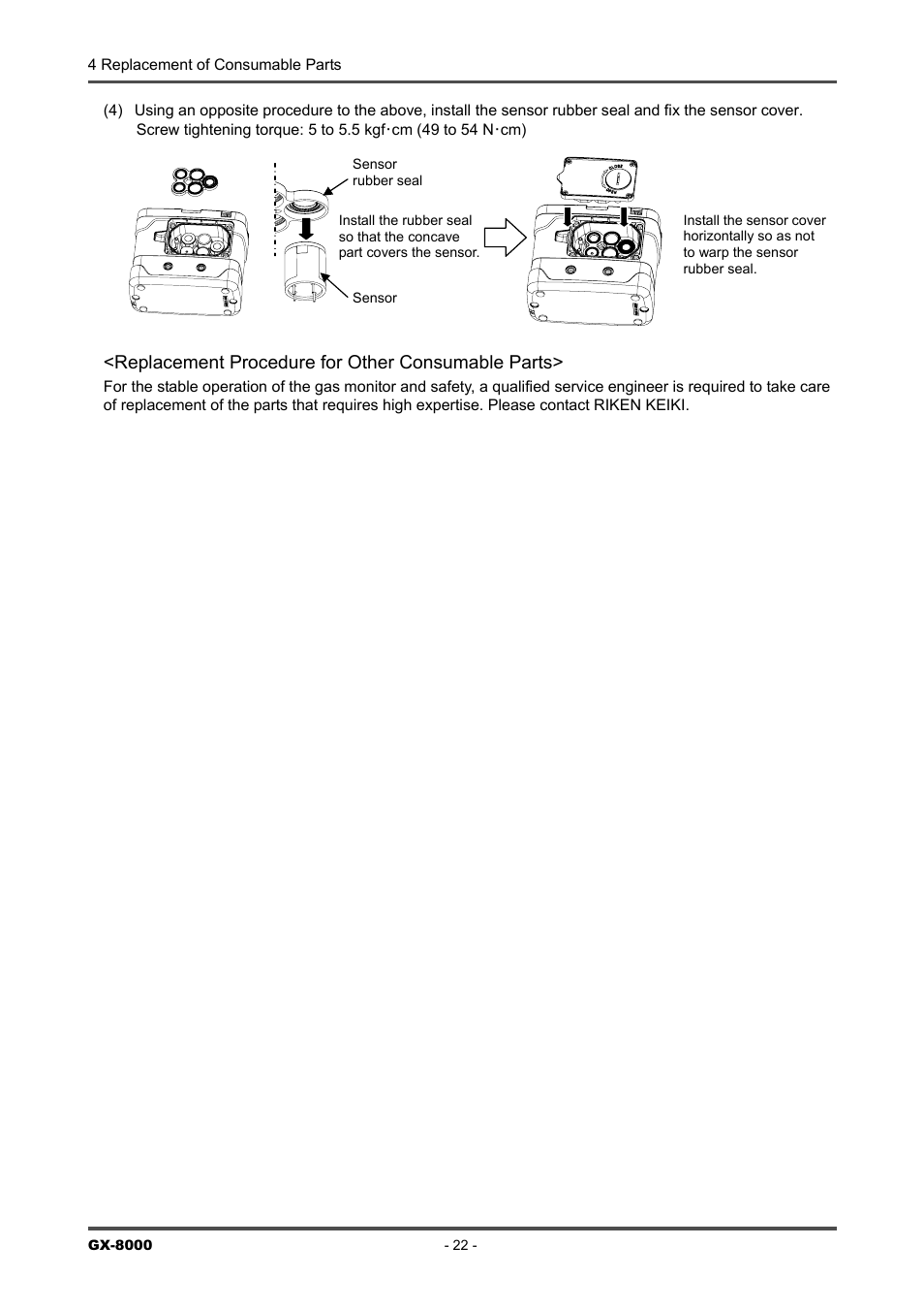 Replacement procedure for other consumable parts | RKI Instruments GX-8000(H4-0050) User Manual | Page 22 / 23
