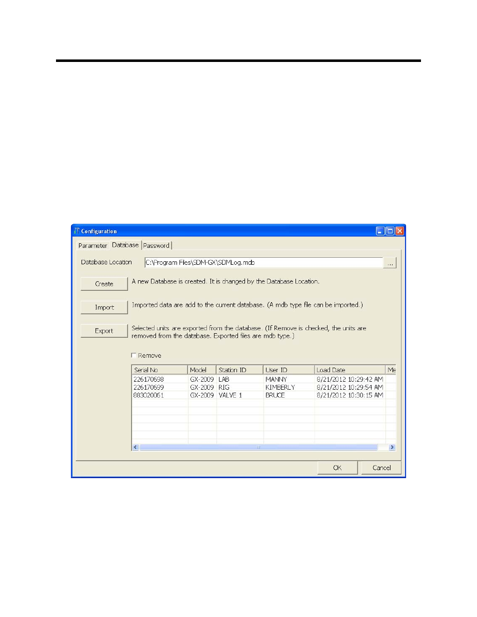 Config window | RKI Instruments SDM-2009 PC Controlled Configuration User Manual | Page 110 / 114