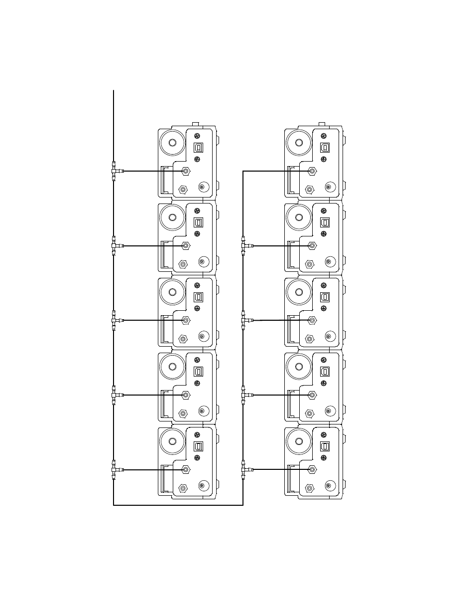 Hardware setup • 16, Figure 13: gas manifold connections, Un it 6 un it 5 | Un it 7 un it 4 un it 8 un it 3 | RKI Instruments SDM-2009 PC Controlled Configuration User Manual | Page 21 / 114