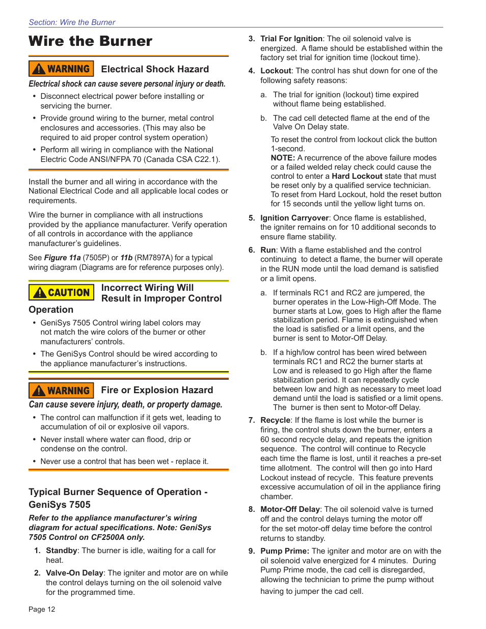 Wire the burner | Beckett CF3500 User Manual | Page 12 / 24