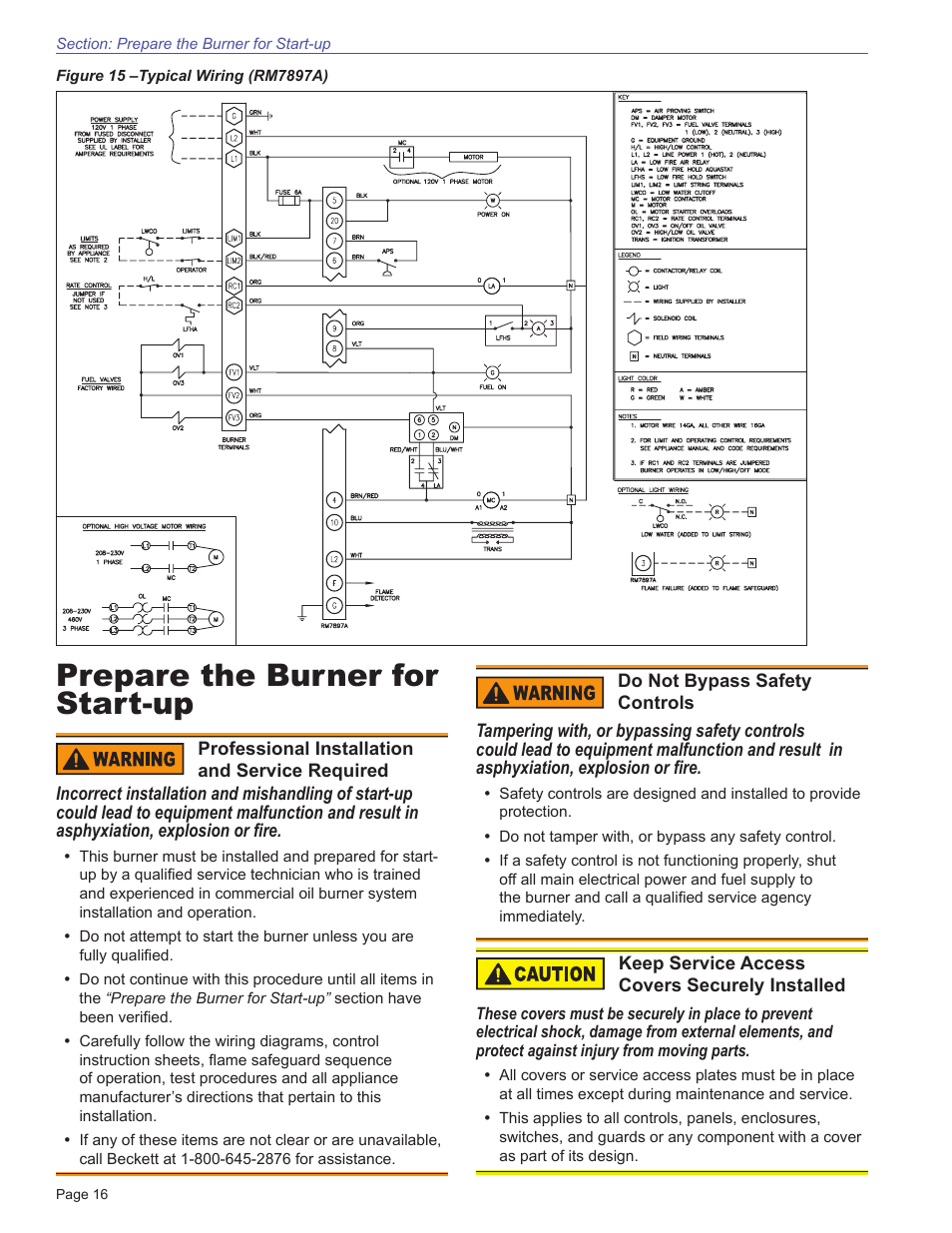 Prepare the burner for start-up | Beckett CF3500 User Manual | Page 16 / 24