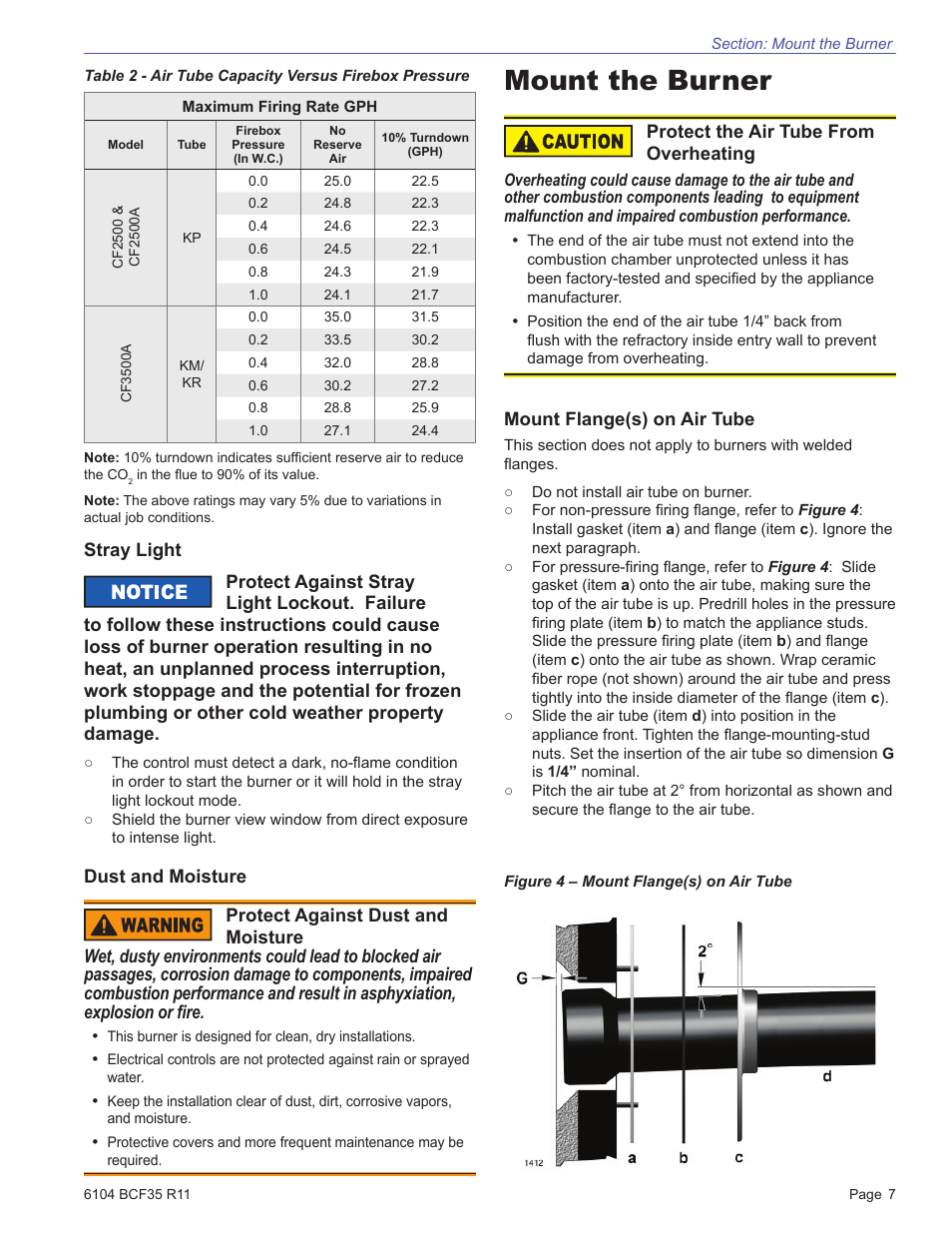 Mount the burner | Beckett CF3500 User Manual | Page 7 / 24