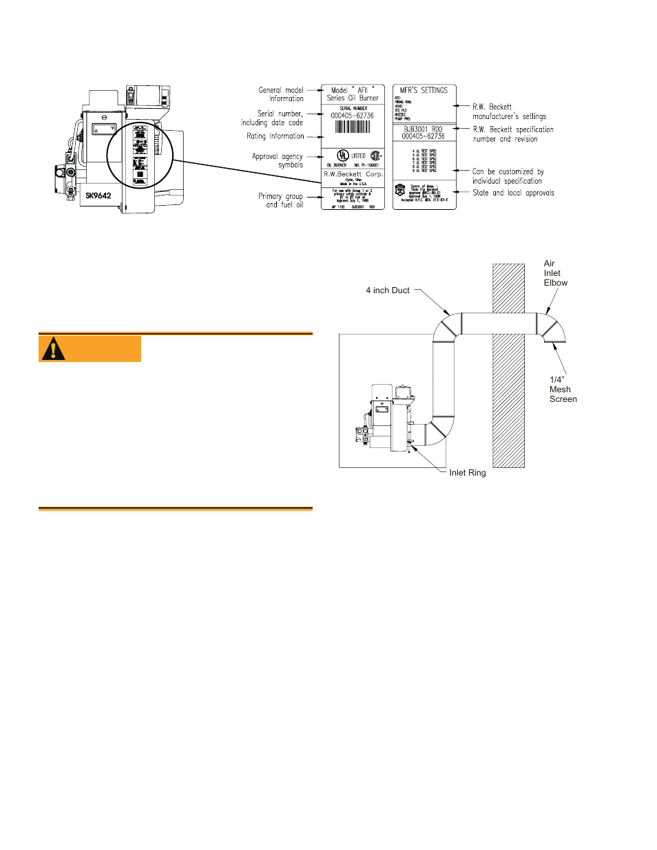 Inspect/prepare installation site, Warning | Beckett FII 85 User Manual | Page 6 / 16